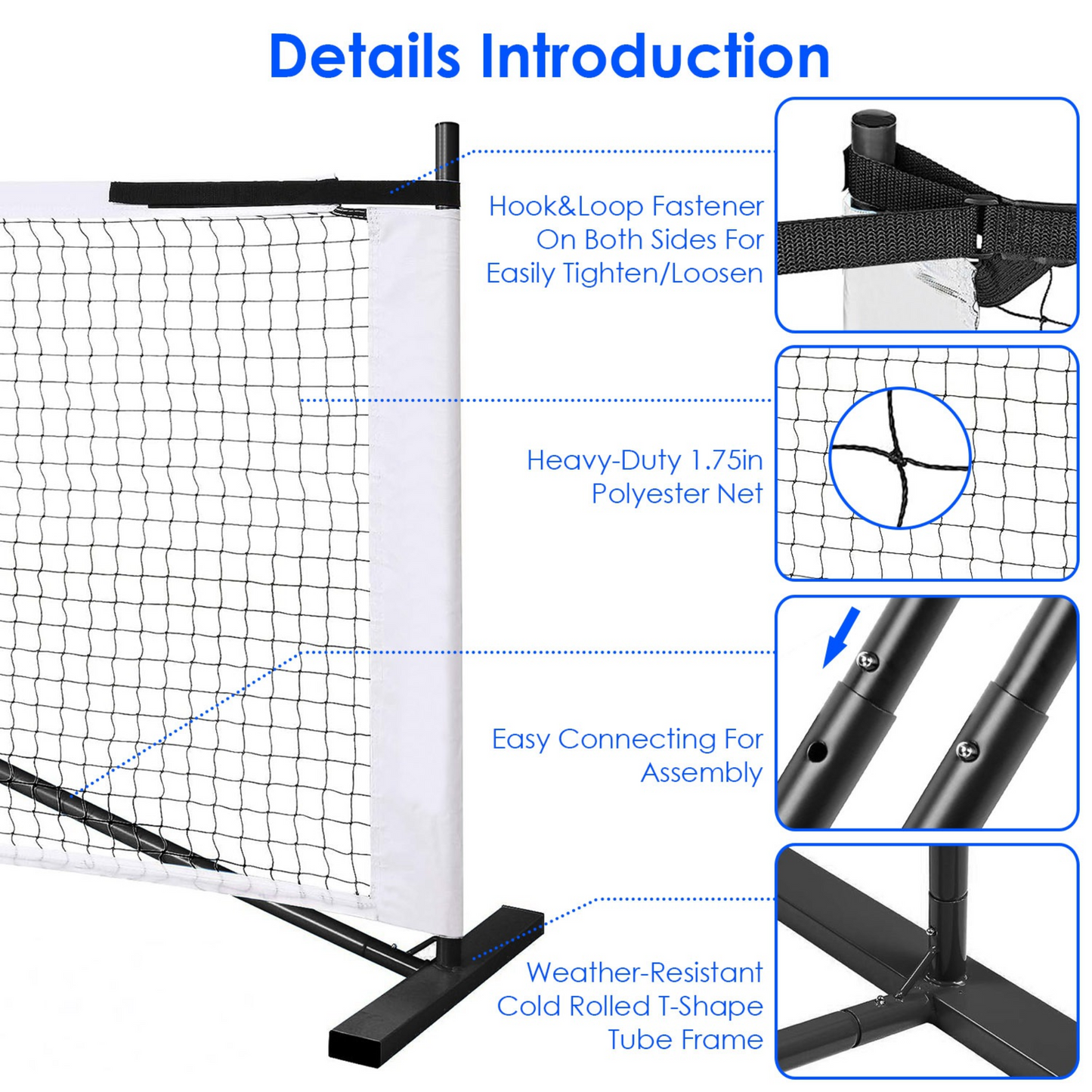 Portable Pickleball Net Set 22ft Regulation Size Net Pickle Ball Net System with 4 Pickleballs 4 Paddles Carrying Bag for Driveway Backyard