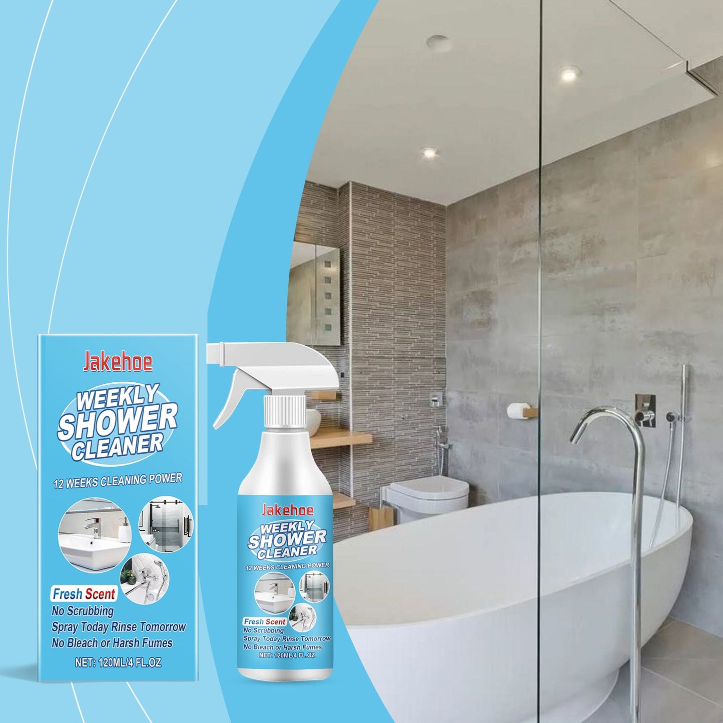 Bathroom Decontamination Cleaning Spray, Clean Bathroom Glass Door Bathtub Decontamination Water Stain Cleaner