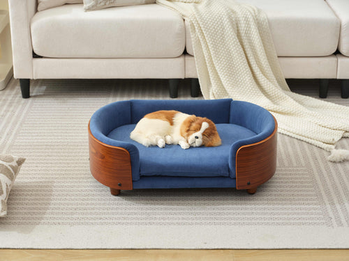 Scandinavian Style Elevated Dog Bed Pet Sofa with Solid Wood Legs and