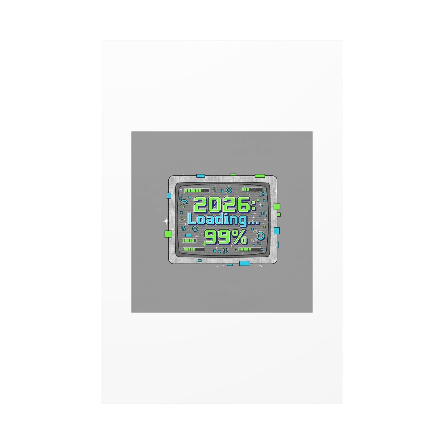 2026 Loading 99% Canvas | NYE countdown, retro system interface