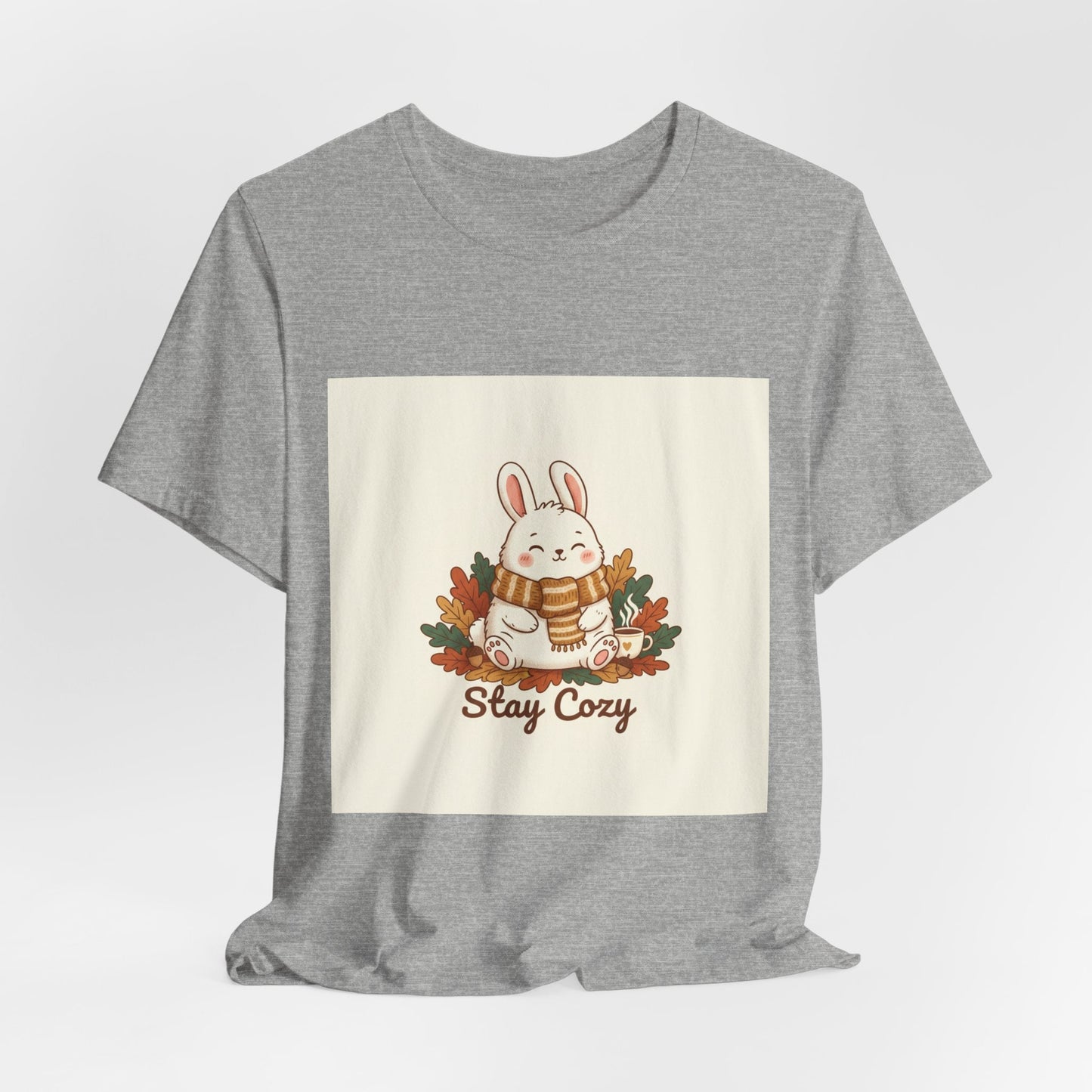 Stay Cozy Bunny T-Shirt | cute animal illustration, winter forest art