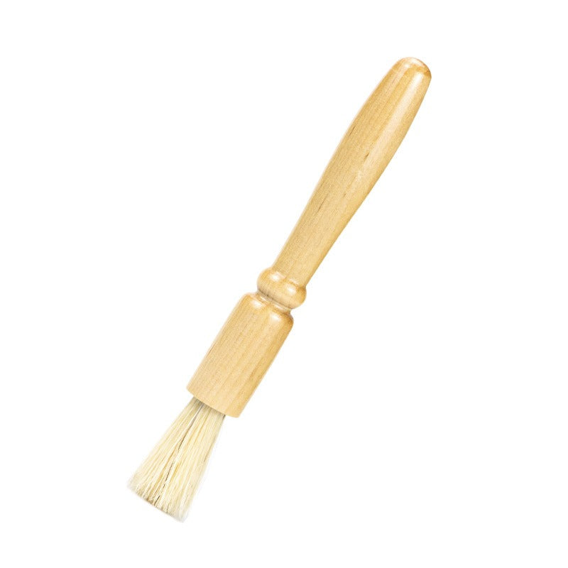 Coffee powder cleaning brush pig hair solid wood residue round head brush coffee machine bean grinder cleaning brush