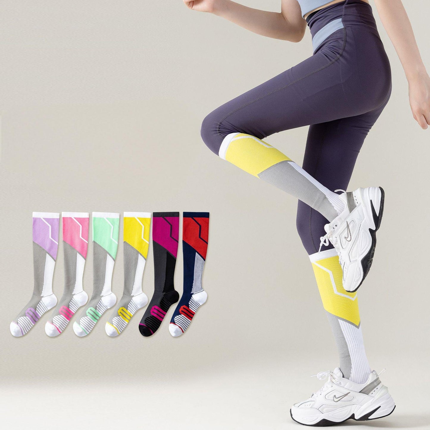 Outdoor sports pressure socks, women's long tube skipping rope fitness calf socks, second grade gradient elastic compression socks