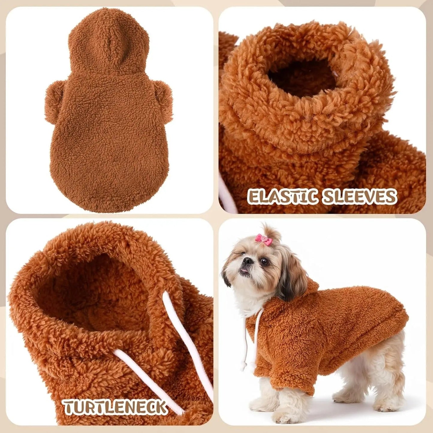 3-Pack Fuzzy Dog Hoodies – Warm Winter Sweatshirts for Small to X-Large Dogs