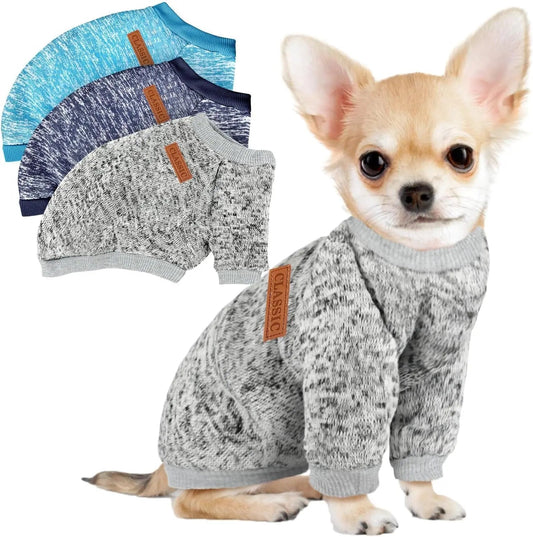3-Pack Small Dog Sweaters Winter Fleece XS–XL Soft Stretch Pet Apparel