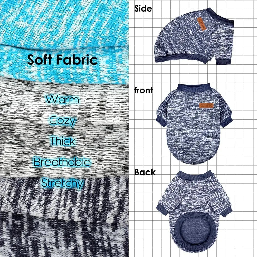 3-Pack Small Dog Sweaters Winter Fleece XS–XL Soft Stretch Pet Apparel