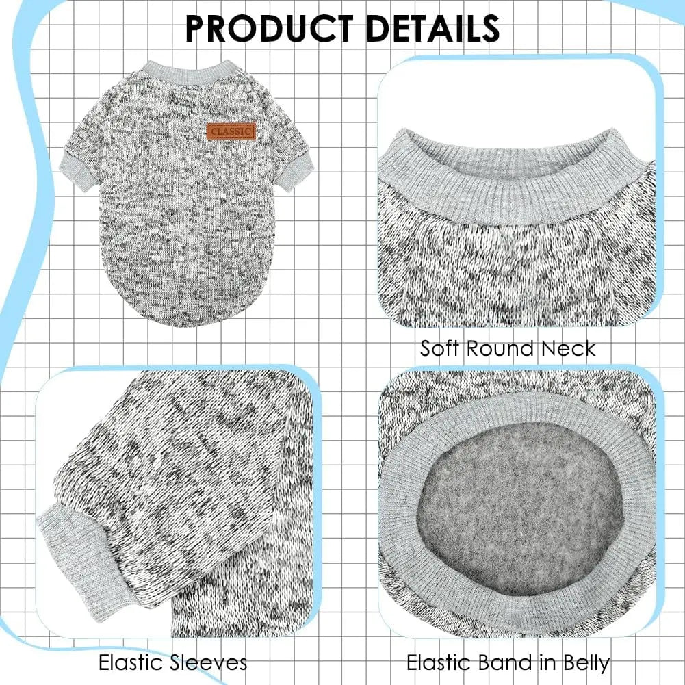 3-Pack Small Dog Sweaters Winter Fleece XS–XL Soft Stretch Pet Apparel