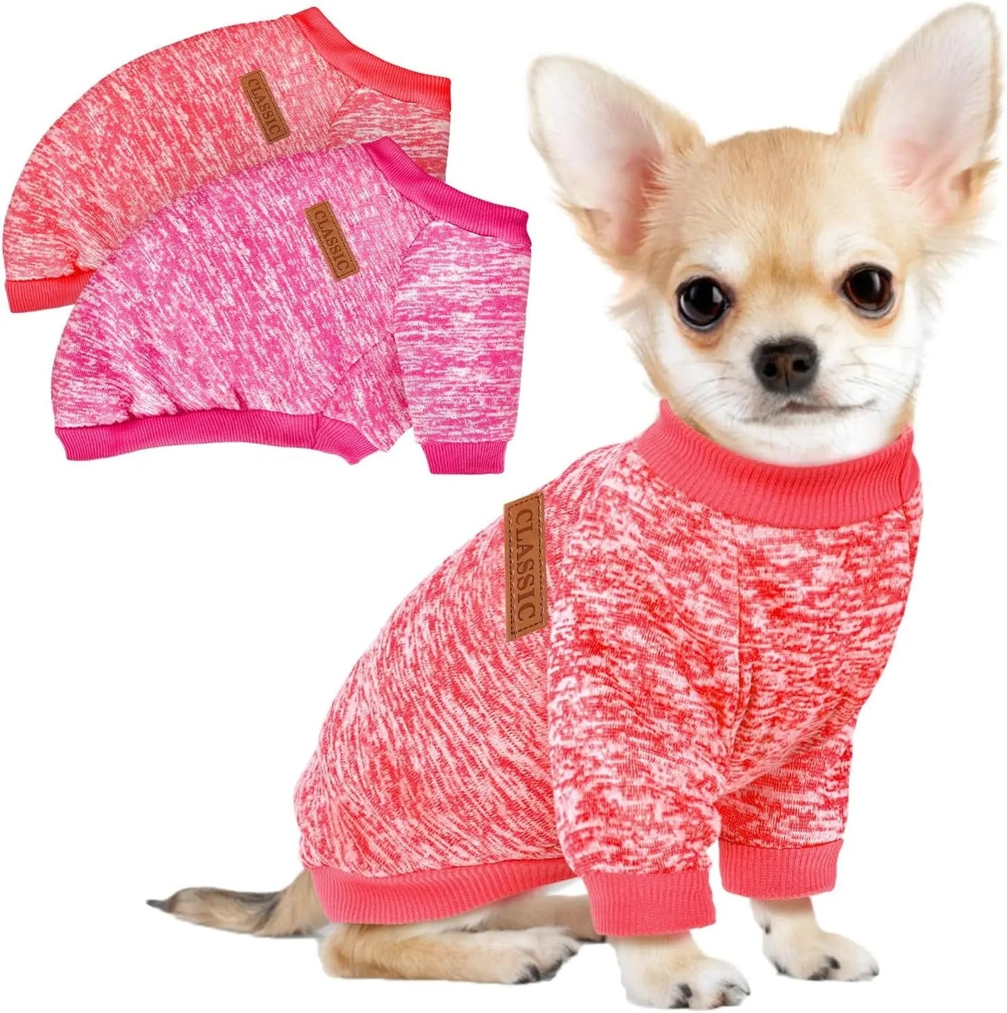 3-Pack Small Dog Sweaters Winter Fleece XS–XL Soft Stretch Pet Apparel