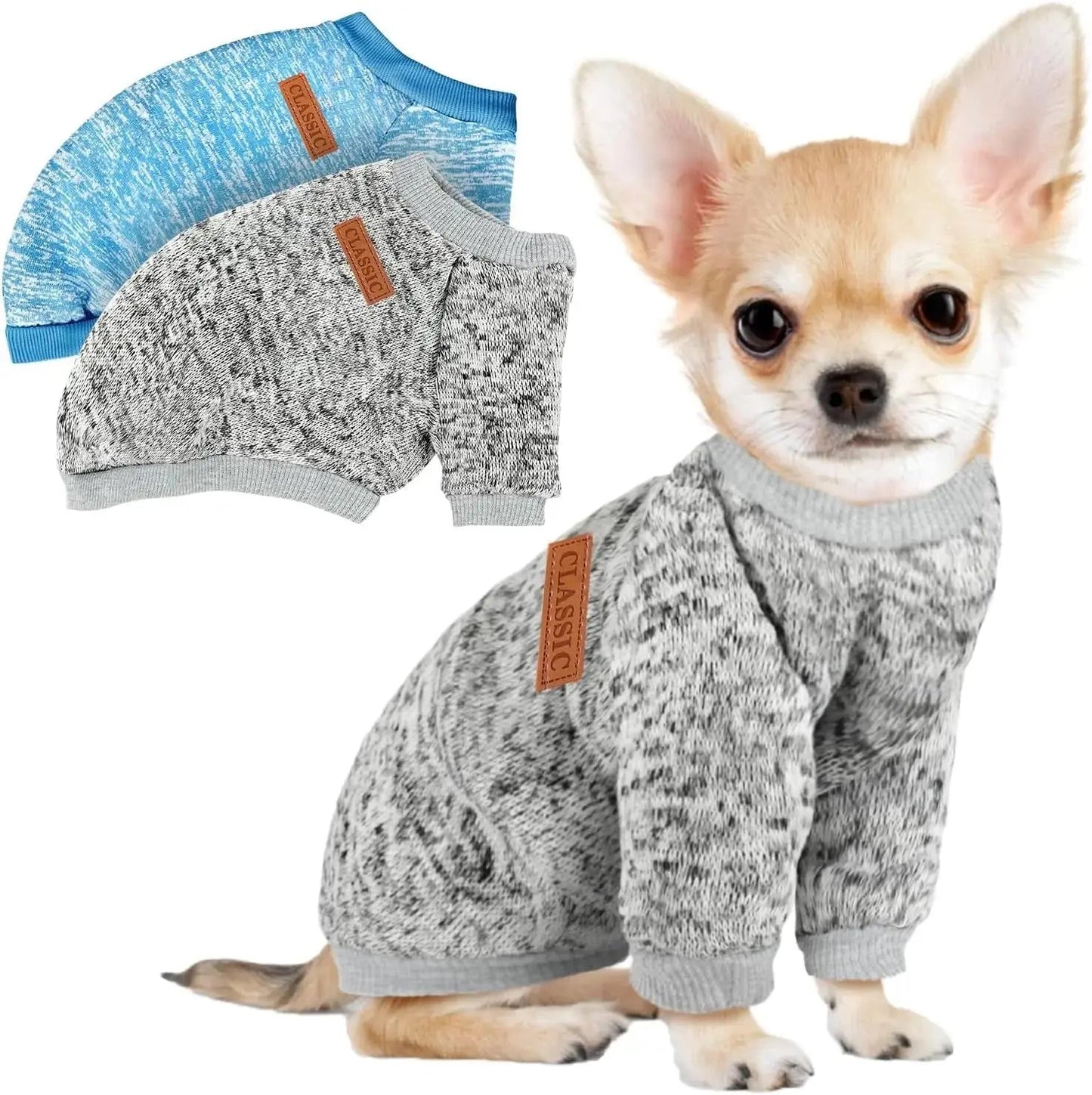 3-Pack Small Dog Sweaters Winter Fleece XS–XL Soft Stretch Pet Apparel