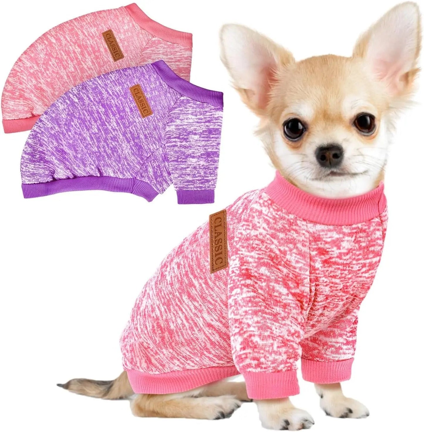 3-Pack Small Dog Sweaters Winter Fleece XS–XL Soft Stretch Pet Apparel