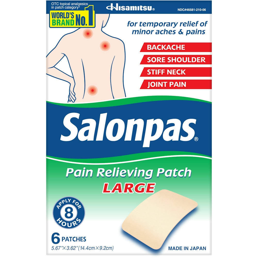 Salonpas® Large Pain Relieving Patches - 6 Count - Targeted Relief for Back & Shoulders