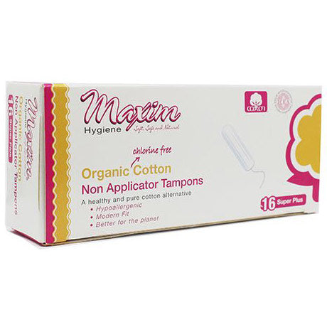 Maxim Hygiene Organic Cotton Tampons, Super Plus Absorbency, 16 Count