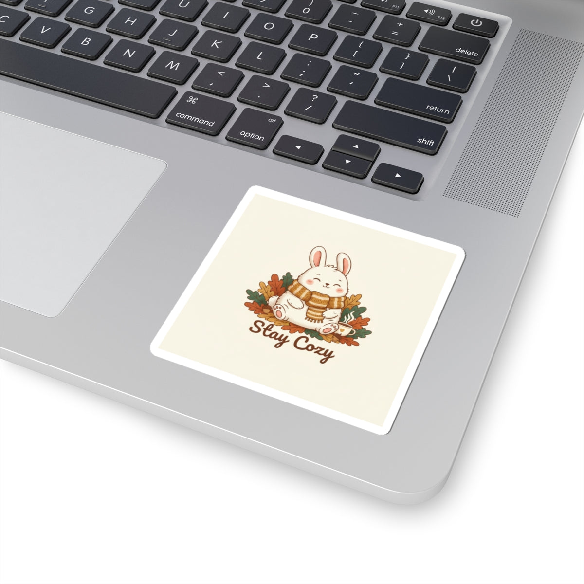Stay Cozy Bunny Sticker | cozy critter sticker, winter forest art