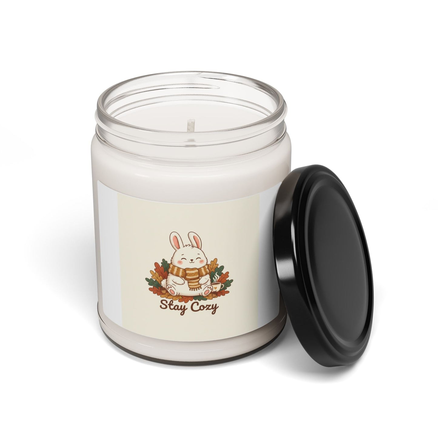 Cozy Bunny Illustration Candle, cute animal illustration | winter forest art