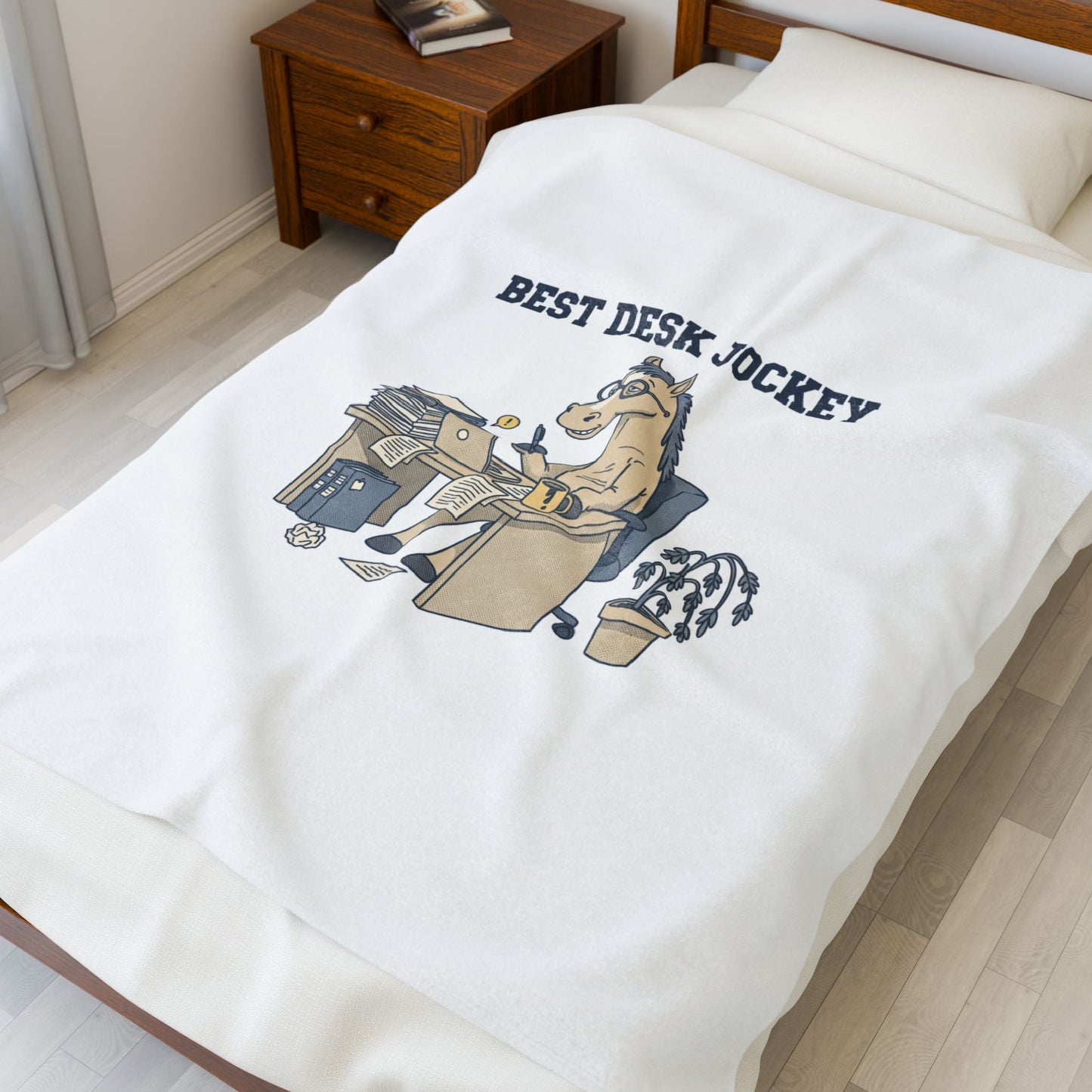 Best Desk Jockey Velveteen Blanket | Workhorse Office Humor, Collegiate Sketch
