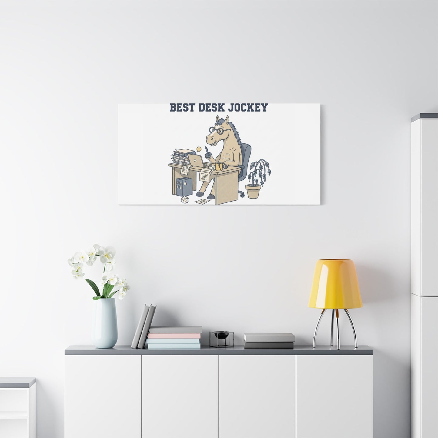 Best Desk Jockey Canvas, Workhorse Office Art | Corporate Burnout Parody