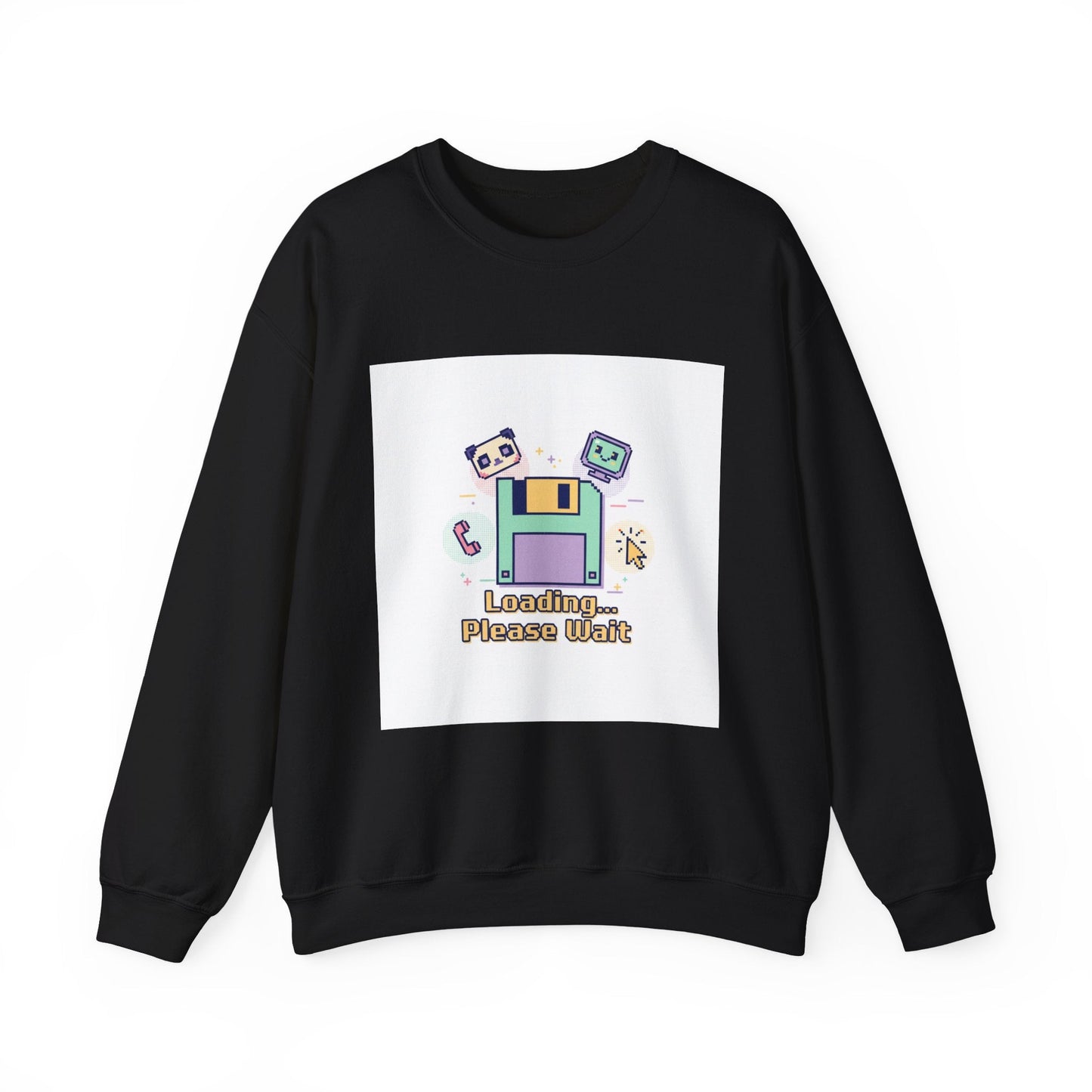 Loading Please Wait Crewneck Sweatshirt | Old Internet Aesthetic, pixel art retro web