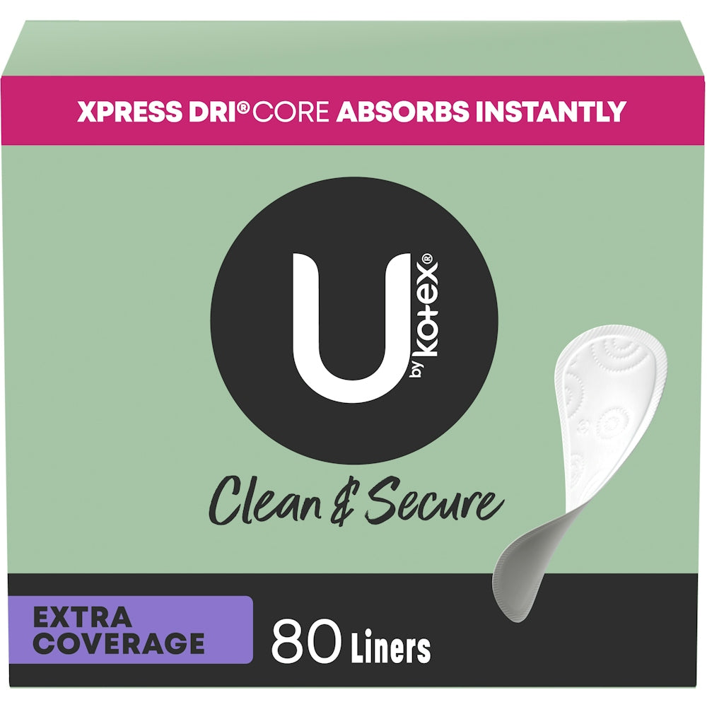 U by Kotex Clean & Secure Pantyliners, Extra Coverage, 16 Count