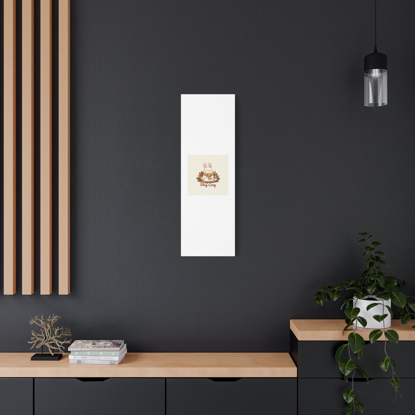 Cozy Bunny Illustration Canvas | Cute Critter Winter Forest Art