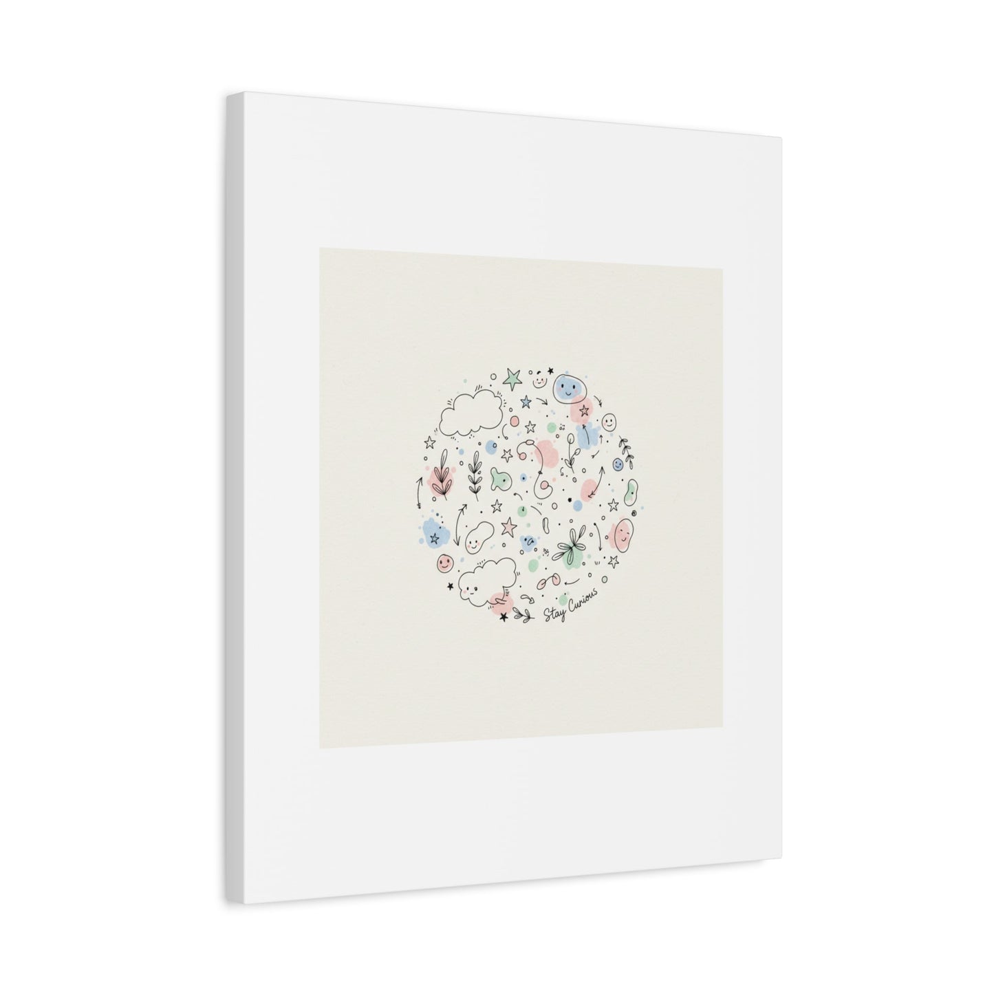 Doodle Circle Line Drawing Matte Canvas, Hand-Drawn Sketch Art