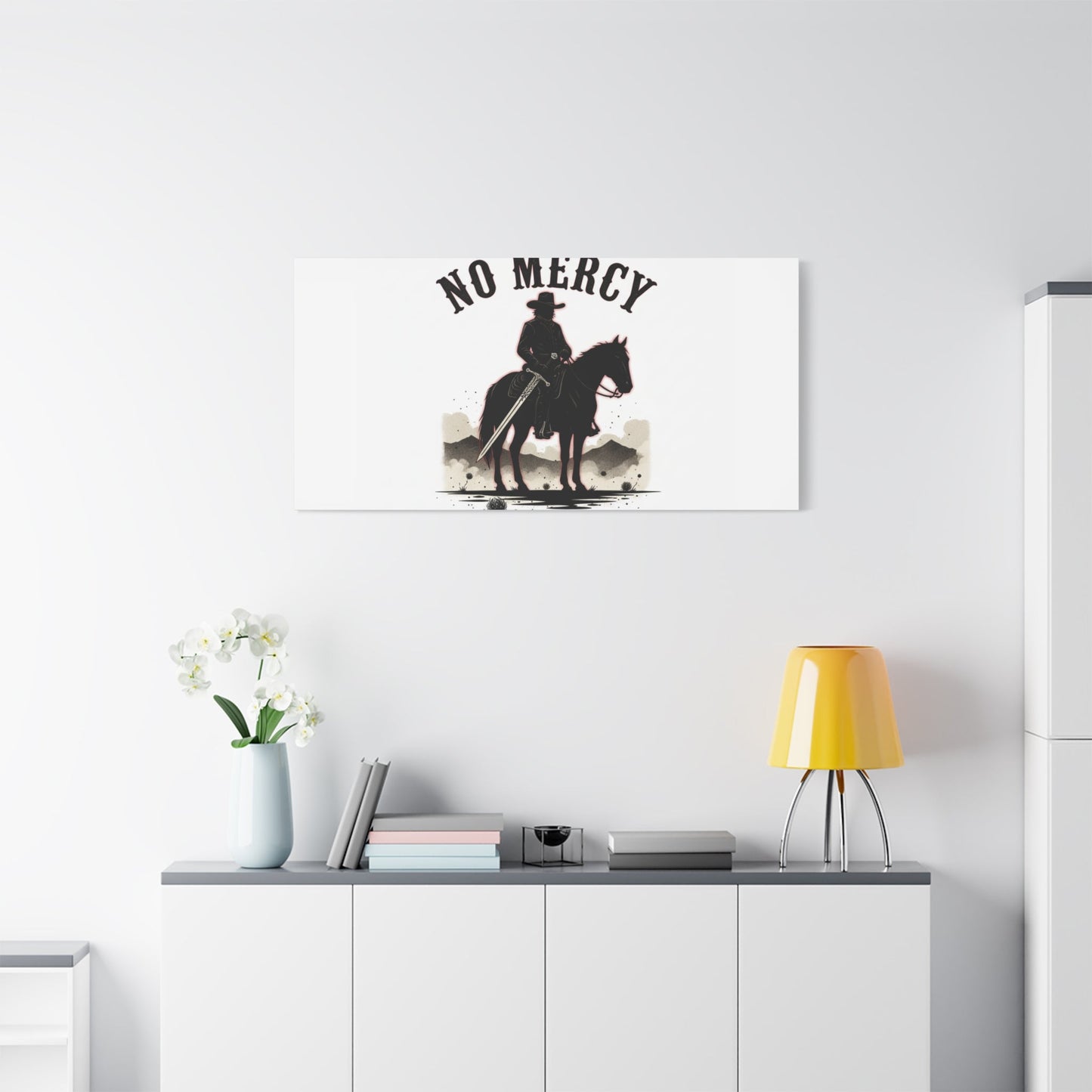 No Mercy Cowboy Skull Canvas | western skull art, gothic Americana