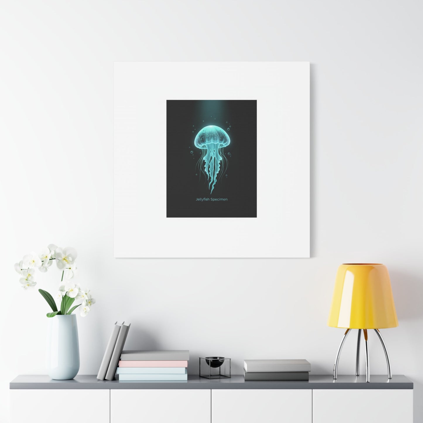 Bioluminescent Jellyfish Art Canvas | Deep Sea Aesthetic, Neon Glow