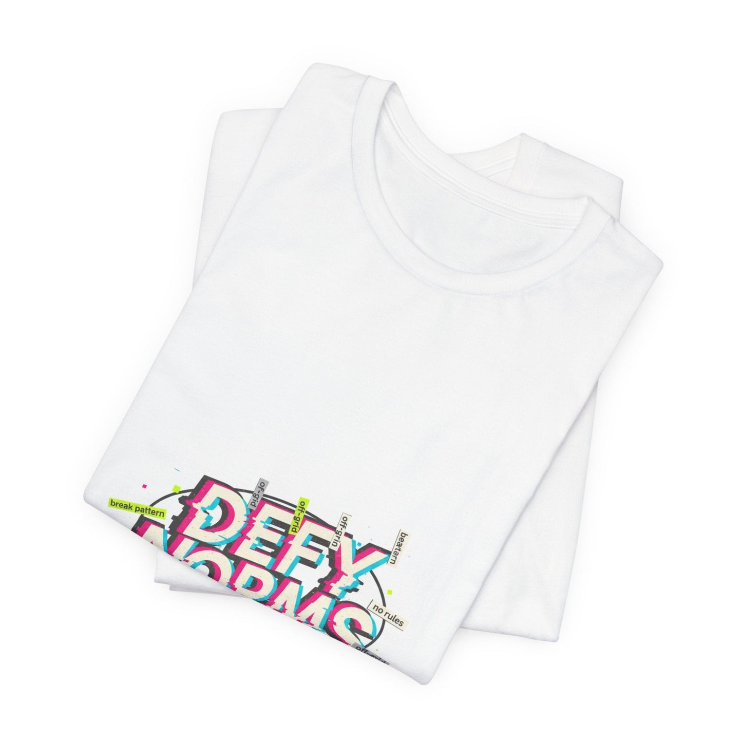 Defy Norms glitch font tee | anti-aesthetic, chaotic design shirt
