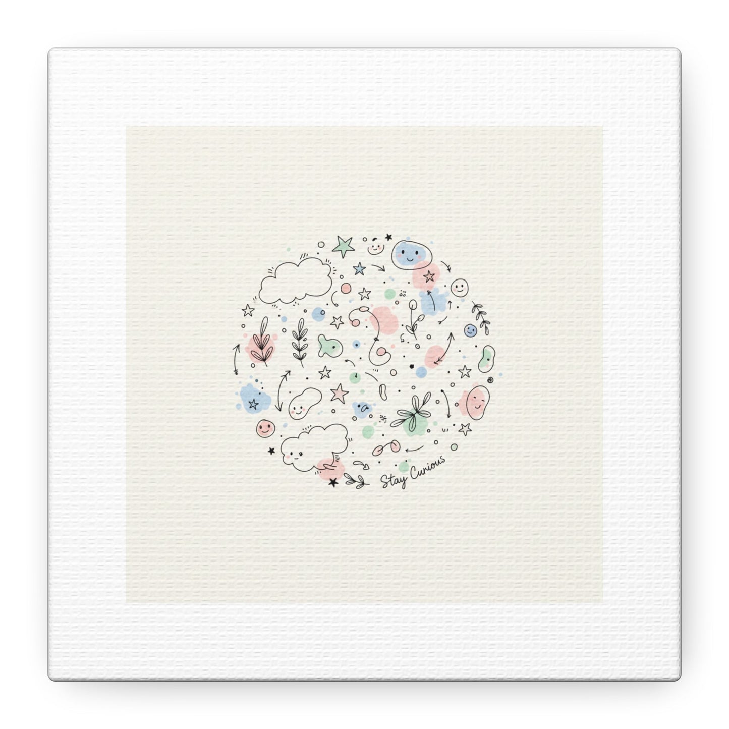Doodle Circle Line Drawing Matte Canvas, Hand-Drawn Sketch Art