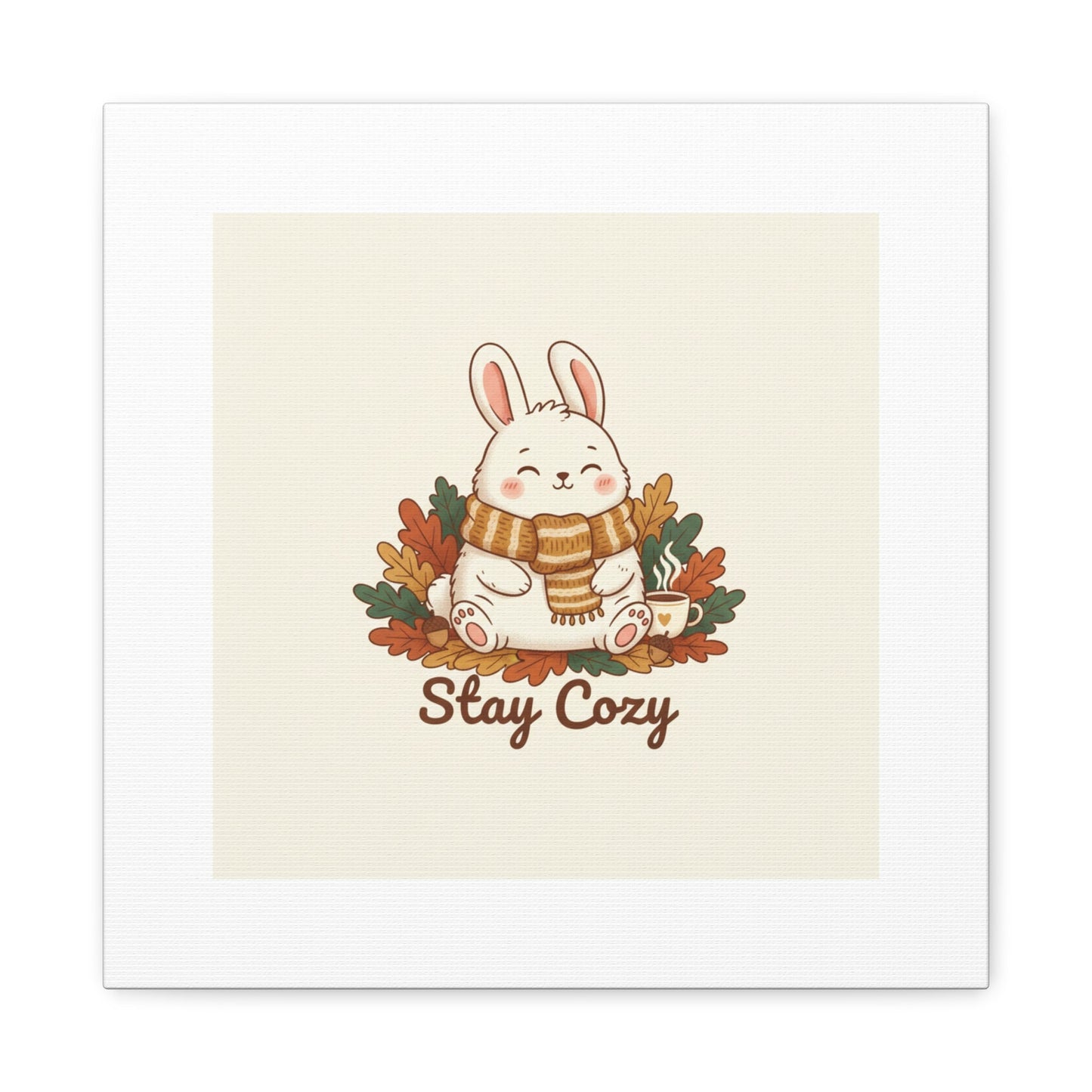 Cozy Bunny Illustration Canvas | Cute Critter Winter Forest Art