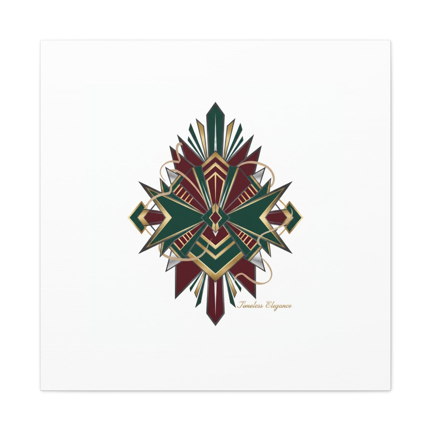 Art Deco geometric brass print Canvas | Neo-Deco chrome & gold fan motif