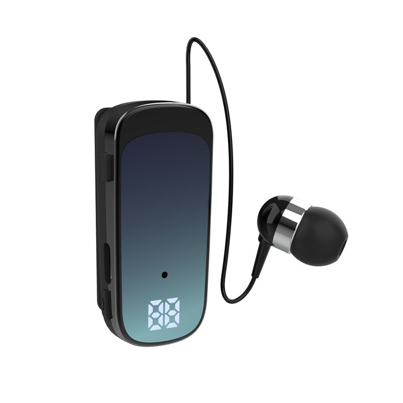 K65 Collar style Telescopic Cable Bluetooth Earphones In Ear Digital Display Long Range Business Single Ear Earphones 5.2