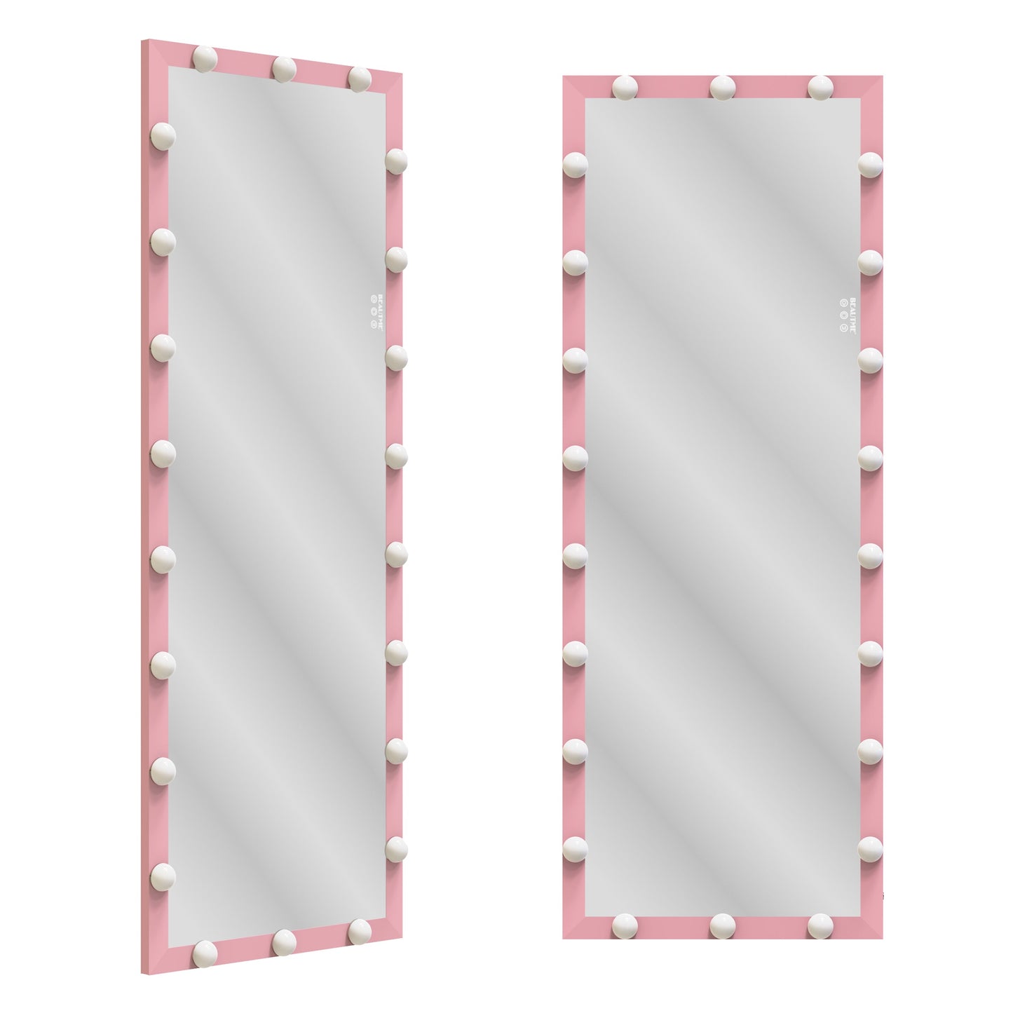 62.6-inch x 23.3-inch pink Hollywood illuminated full body vanity mirror with 3 color modesstanding floor mirror touch control