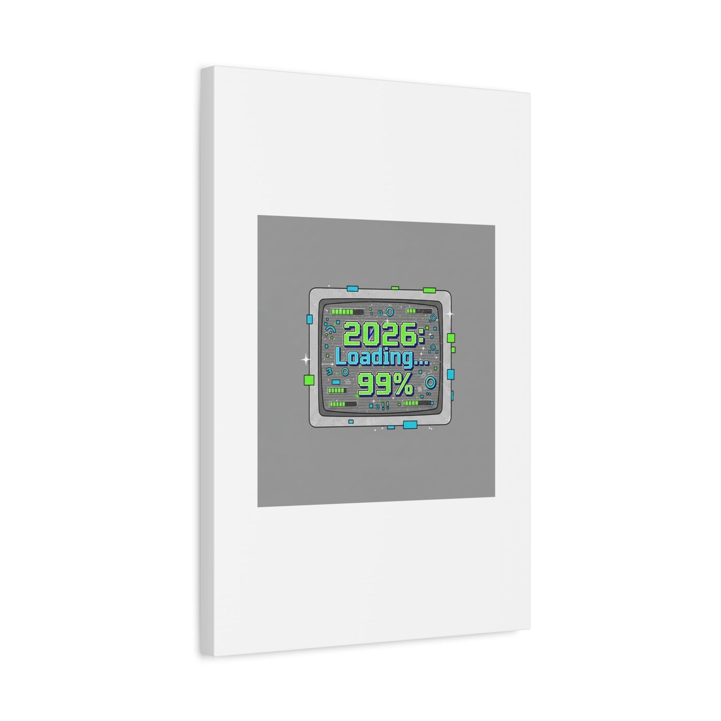2026 Loading 99% Canvas | NYE countdown, retro system interface