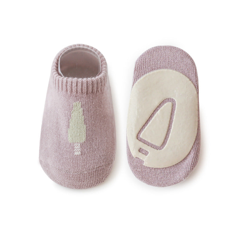 Spring And Summer New Baby Floor Socks Combed Cotton Non-Slip Indoor Cool Children Toddler Socks Cartoon Short Boat Socks