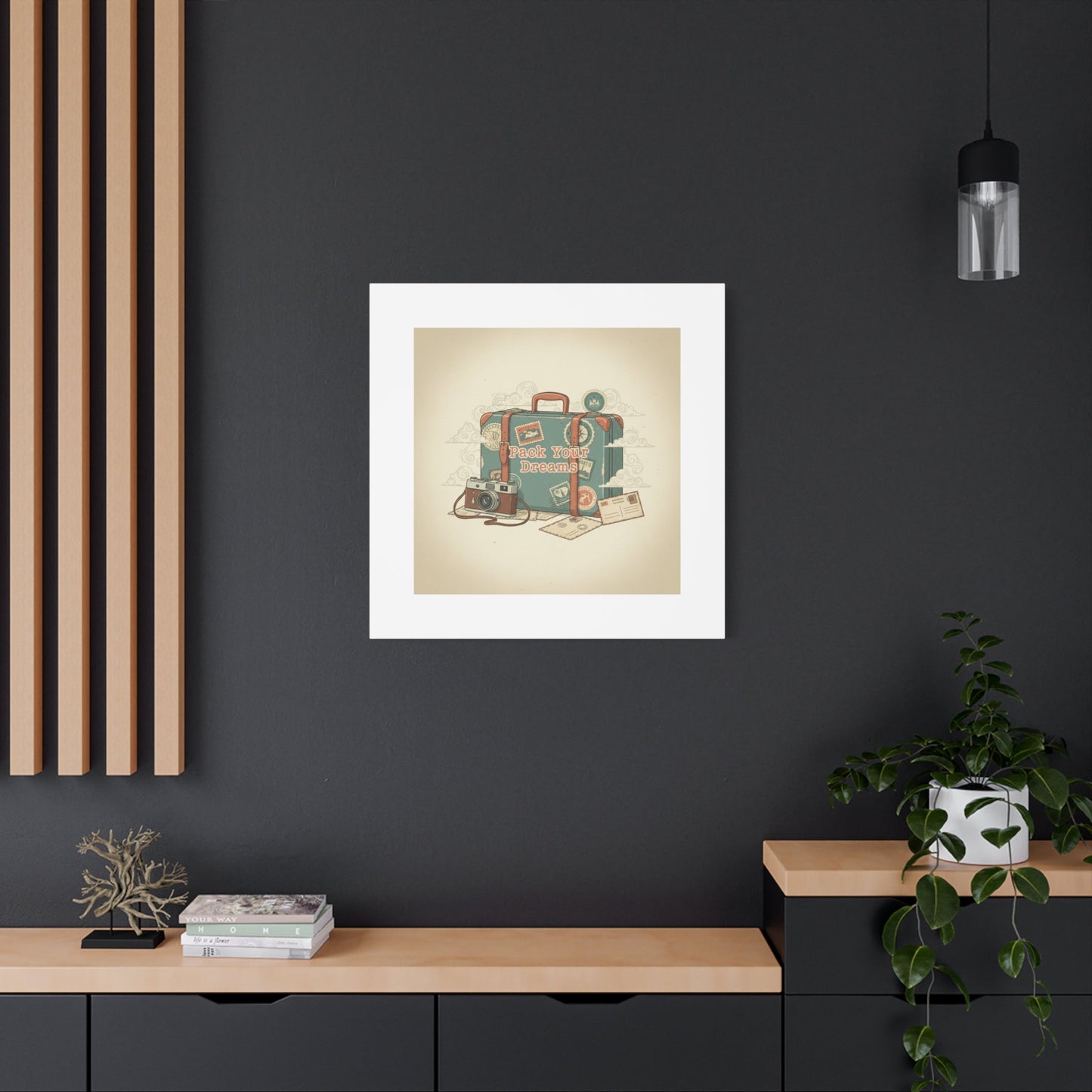 Pack Your Dreams Canvas | Retro Travel Postcard, Wanderlust Passport Stamp Art