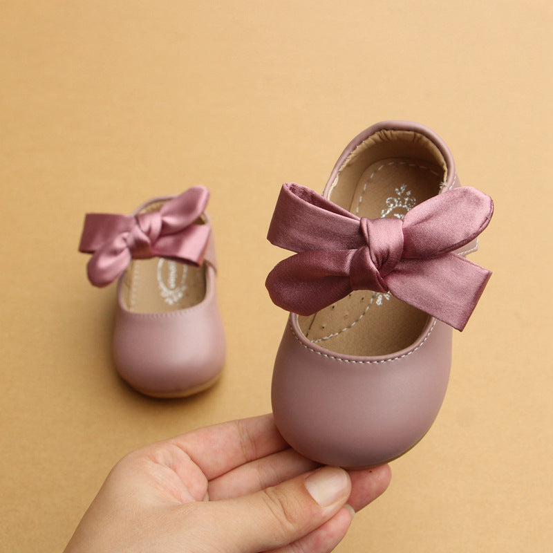 Girls' soft sole princess shoes bow step shoes