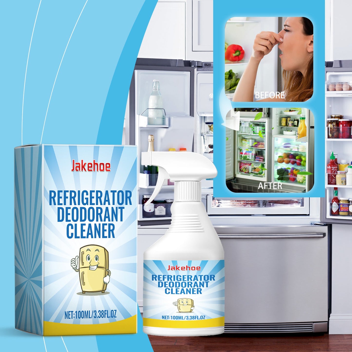 Refrigerator Deodorant Cleaner, Freezer Deodorant Cleaner Refrigerator Quick Deodorant Cleaner Spray