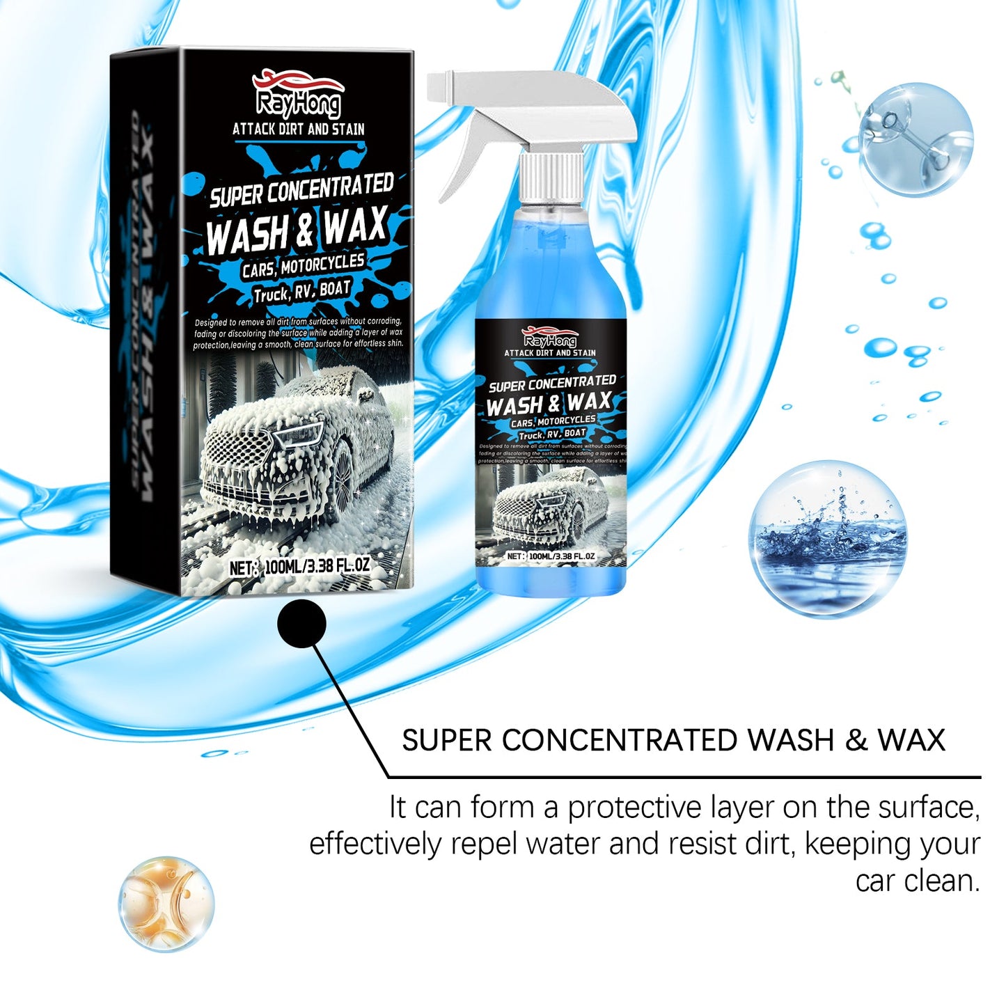 Foam Car Wash Liquid, Rich Foam Cleaning Decontamination Car Paint Maintenance Antifouling Cleaning Liquid