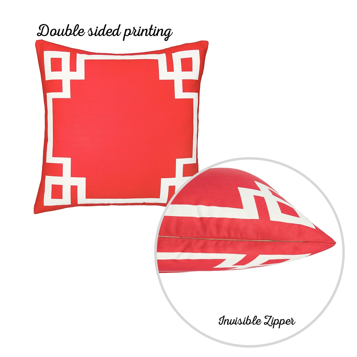 Geometric Red&White Square Throw Pillow Cover & Insert