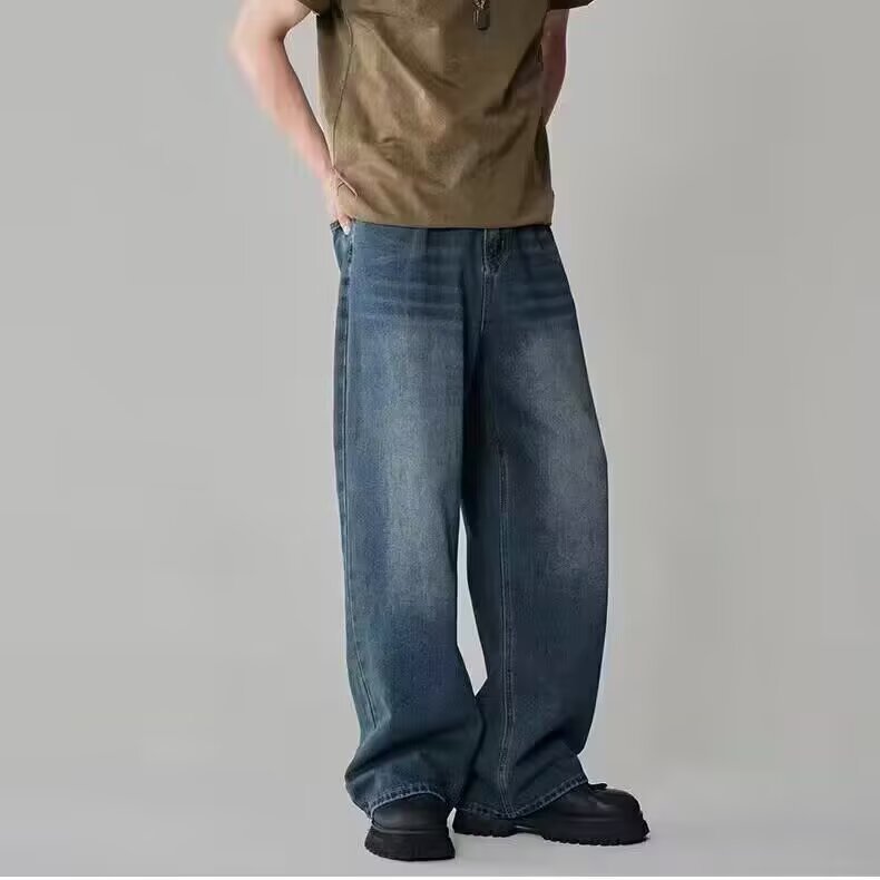 Vintage High-street Straight-leg Loose Wide-leg Jeans