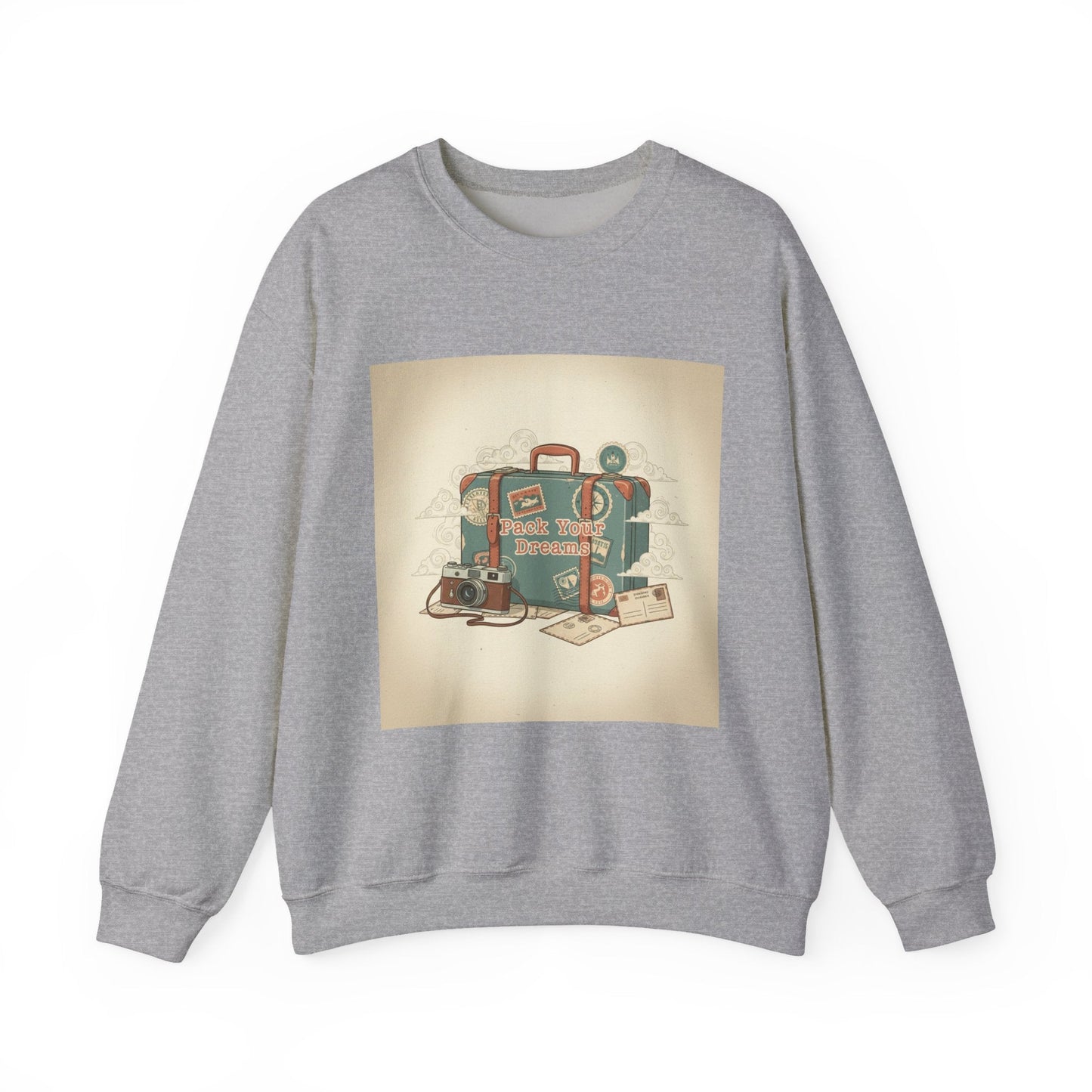 Vintage Passport Stamp Luggage Crewneck Sweatshirt | retro travel postcard, wanderlust design