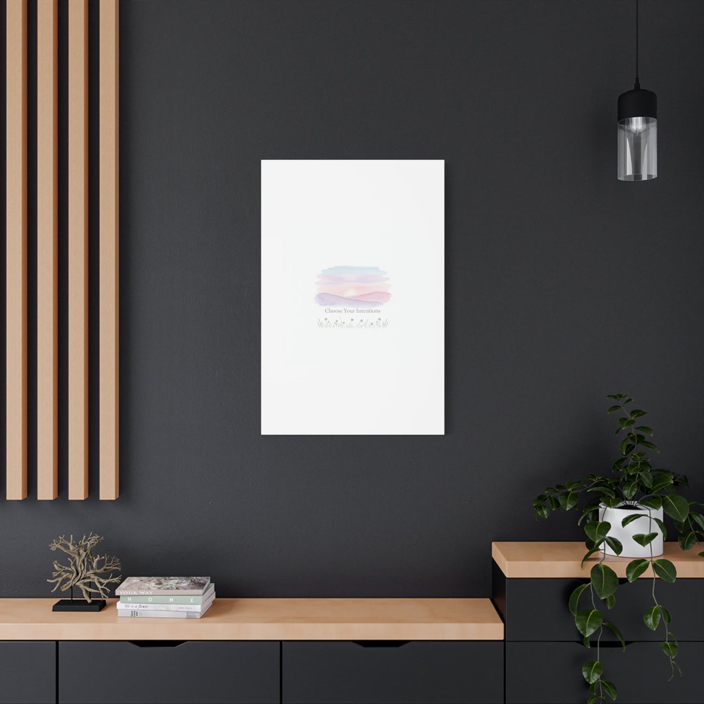 Choose Your Intentions Canvas, soft wellness poster, pastel gradient mindfulness art