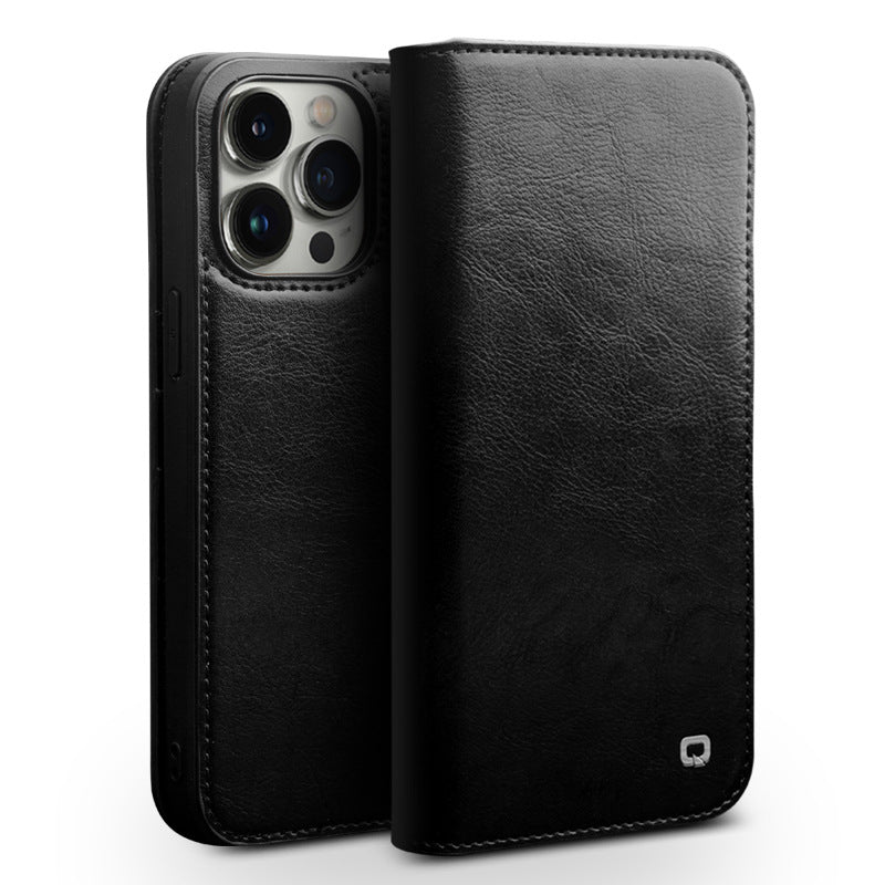 Suitable for iPhone 16 Promax phone case leather flip cover Apple 15 13 phone protective case card insertion