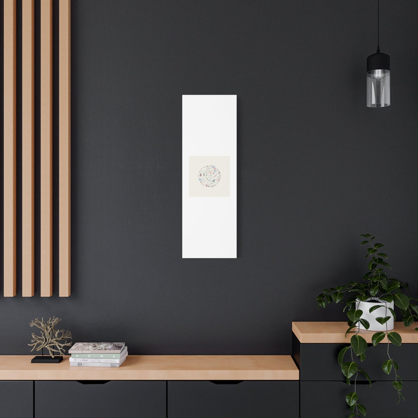 Doodle Circle Line Drawing Matte Canvas, Hand-Drawn Sketch Art