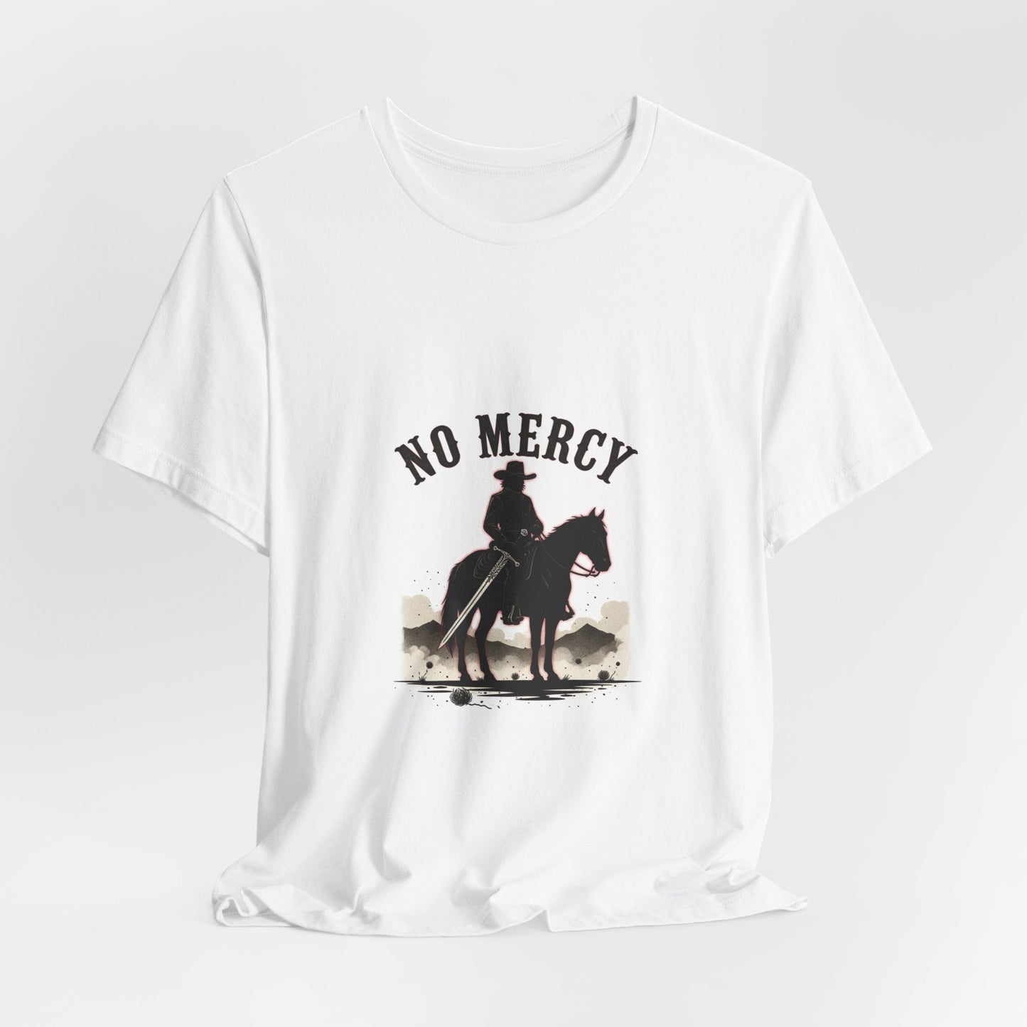 No Mercy Cowboy Skull Tee | Western-Gothic, desert noir design