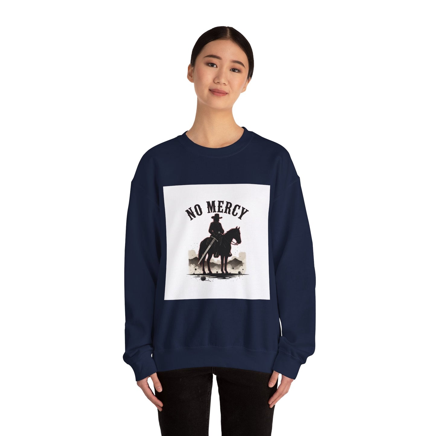 No Mercy cowboy silhouette Sweatshirt | western skull art, gothic Americana