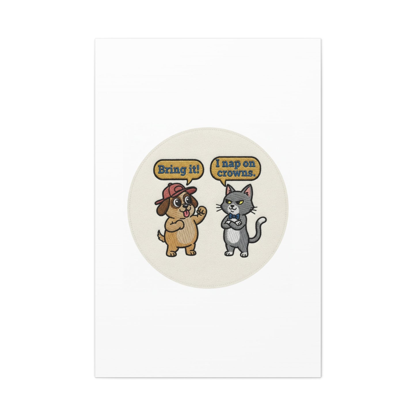 Funny Cat vs Dog Canvas | Pet Rivalry Wall Art