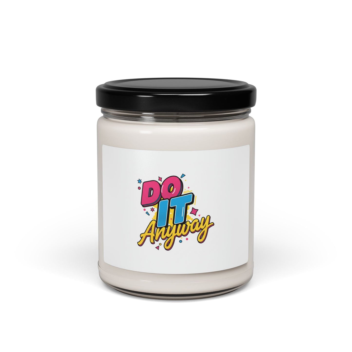 Do It Anyway Typography Candle, Maximalist Stacked Type, Scented Soy 9oz