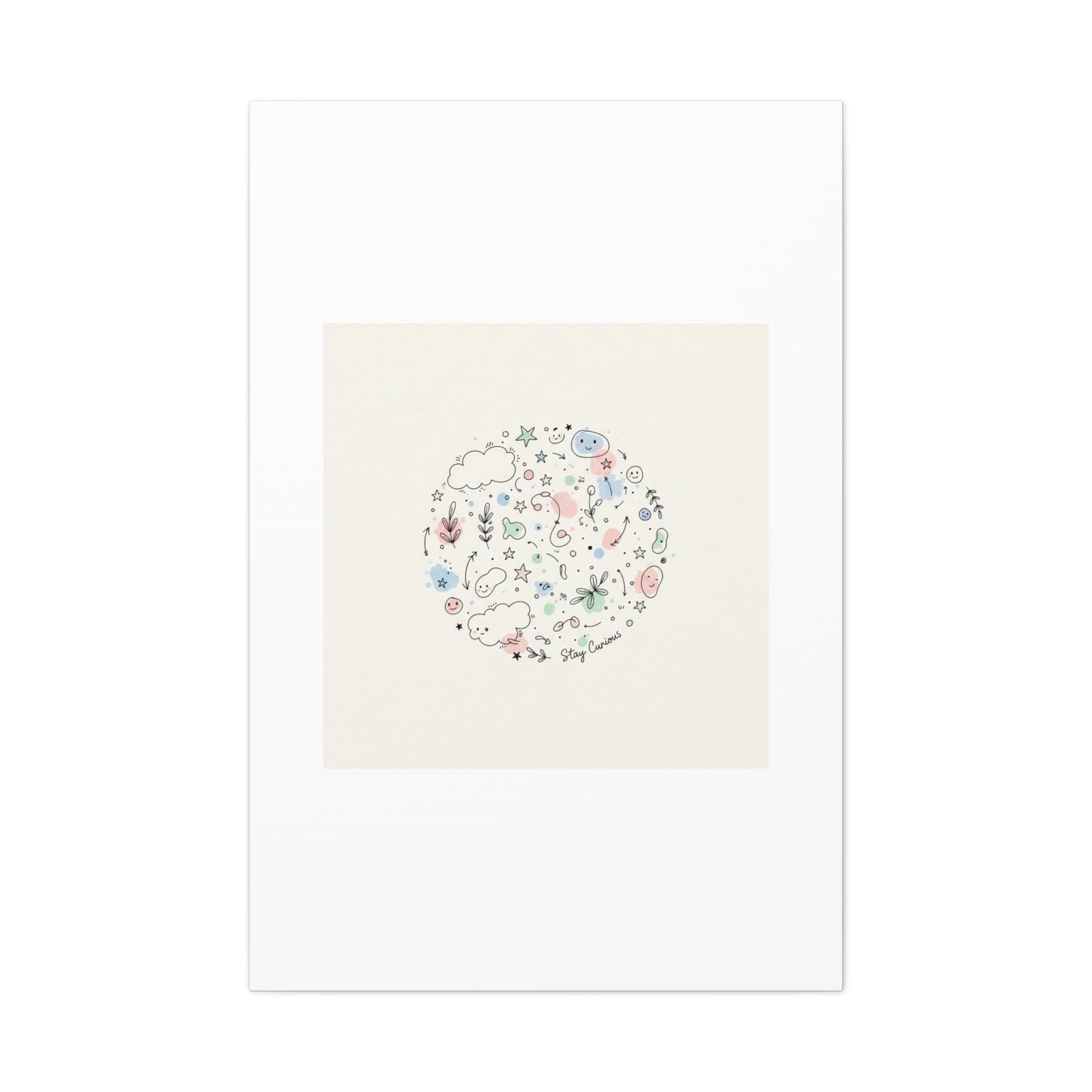 Doodle Circle Line Drawing Matte Canvas, Hand-Drawn Sketch Art