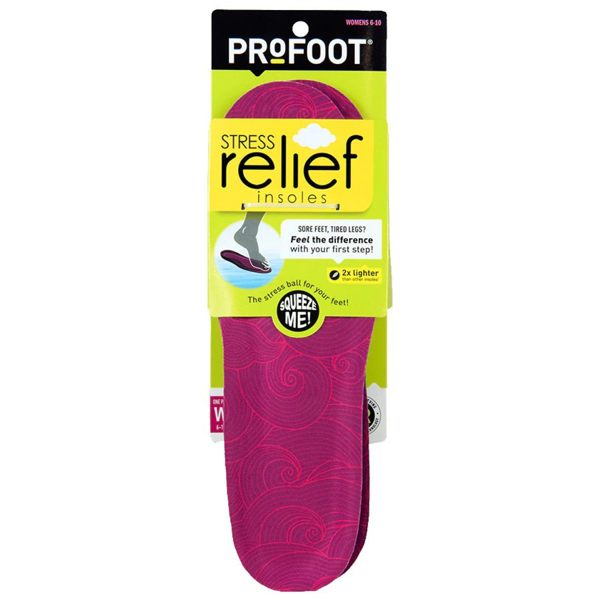 ProFoot Stress Relief Insoles for Women, Orthotic Support, 1 Pair
